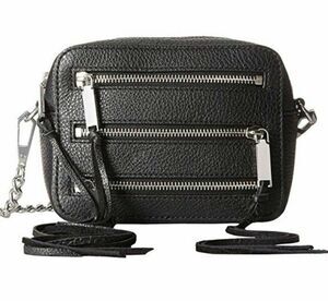 Rebecca Minkoff Black Pebbled Leather 4 Zip Moto Shoulder Bag